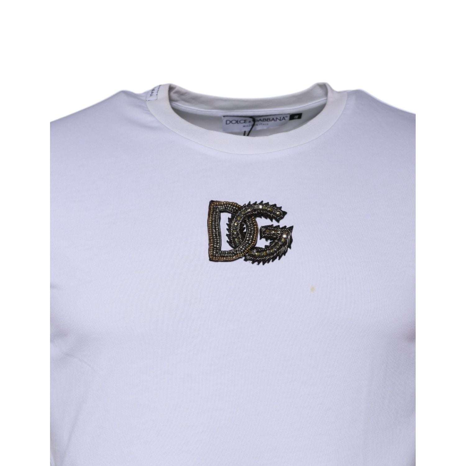 Dolce & Gabbana White DG Logo Cotton Crew Neck T-shirt