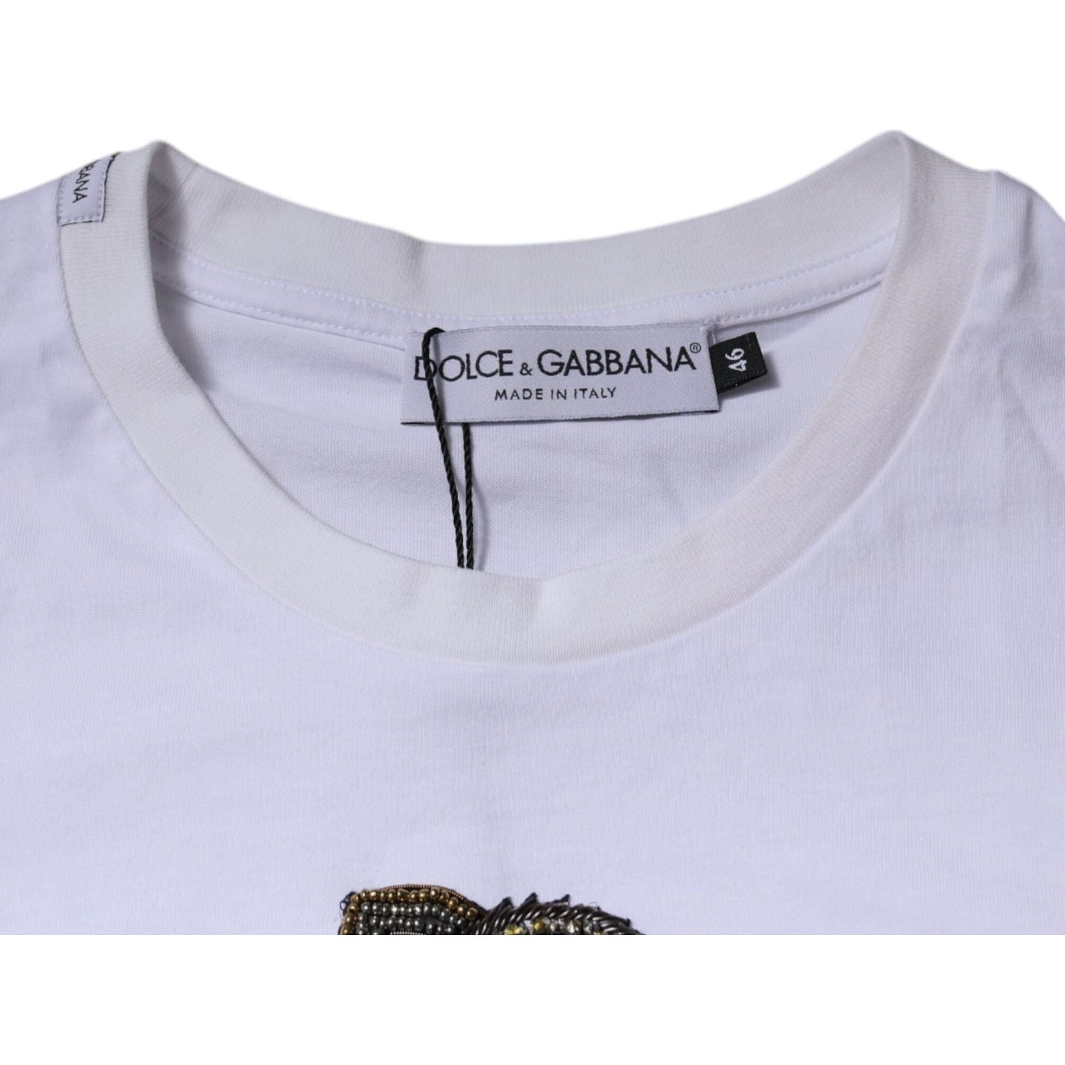 Dolce & Gabbana White DG Logo Cotton Crew Neck T-shirt