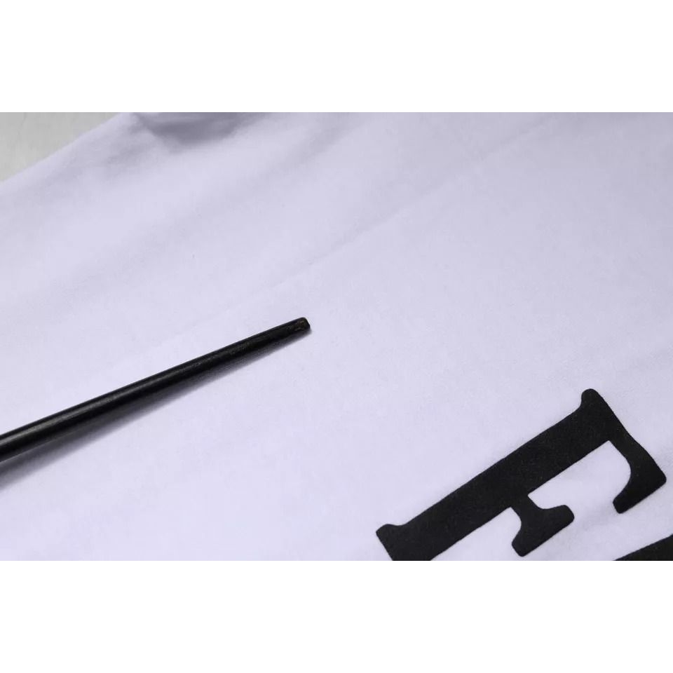 Dolce & Gabbana White Graphic Print Cotton Crew Neck T-shirt