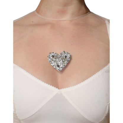 Dolce & Gabbana White Sheer Tulle Bustier Bodycon Midi Dress