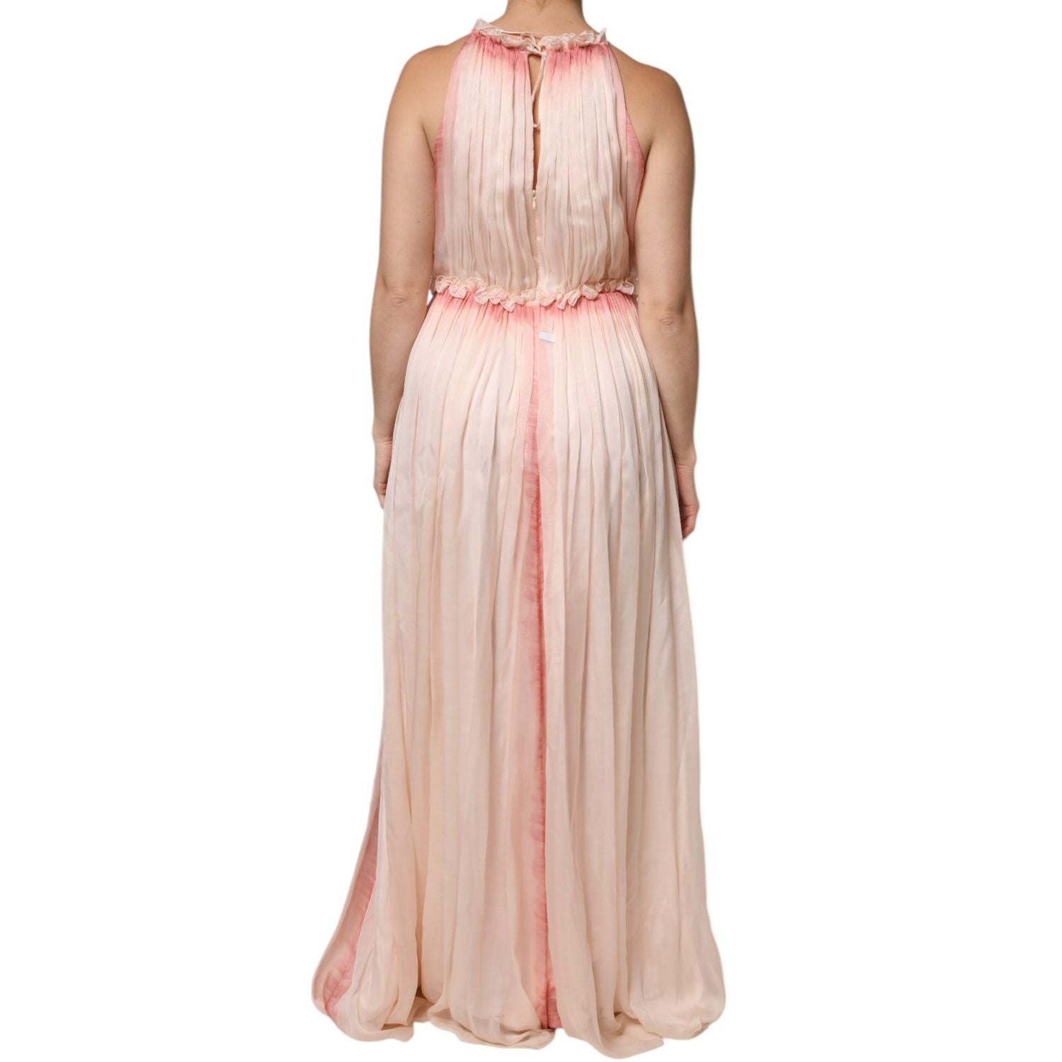 Alberta Ferretti Pink Sleeveless Pleated A-line Maxi Dress