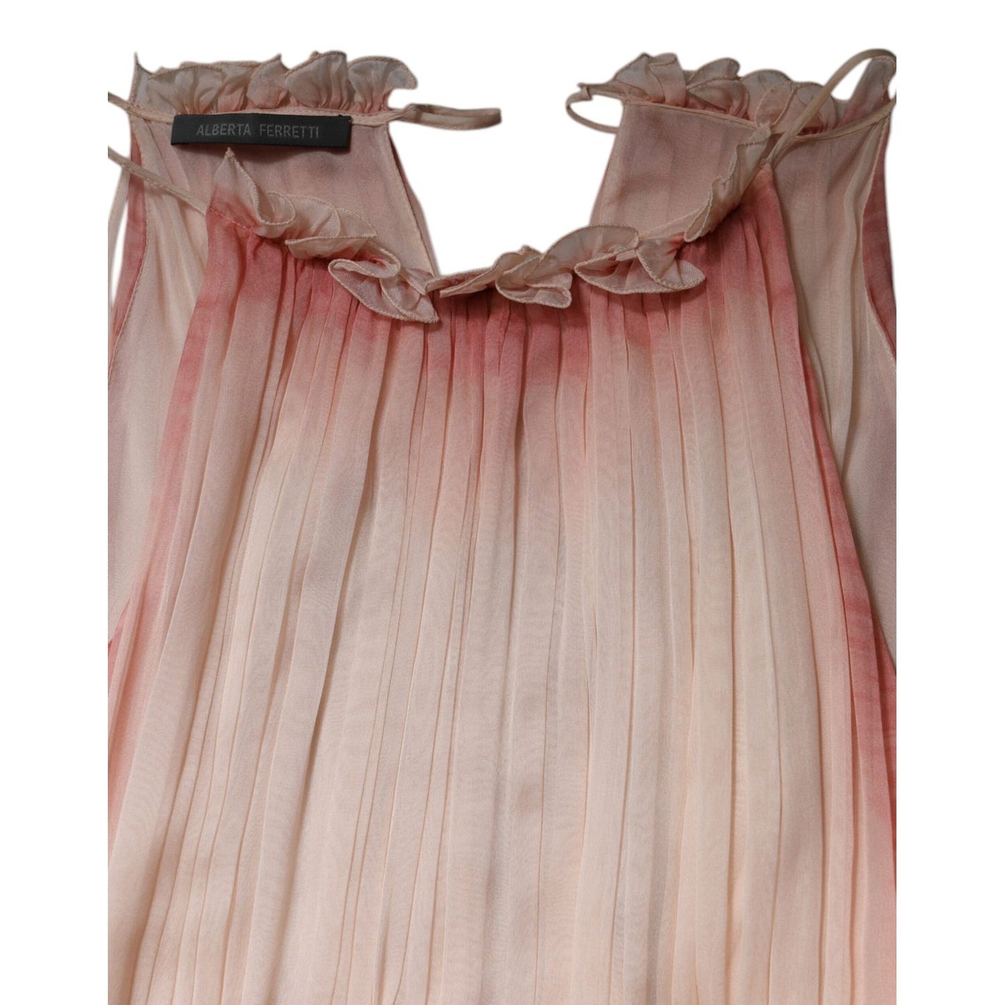 Alberta Ferretti Pink Sleeveless Pleated A-line Maxi Dress