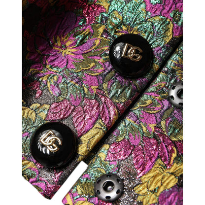 Dolce & Gabbana Multicolor Floral Jacquard Cropped Jacket