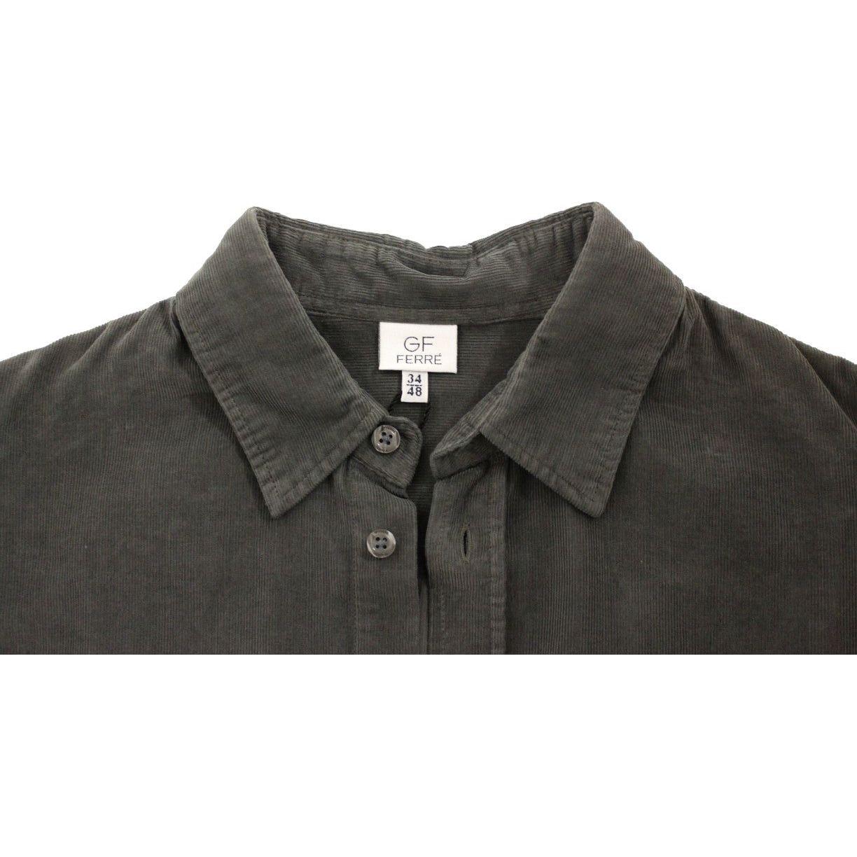 GF Ferre Green Button Front Cotton Casual Shirt SIG10259-1