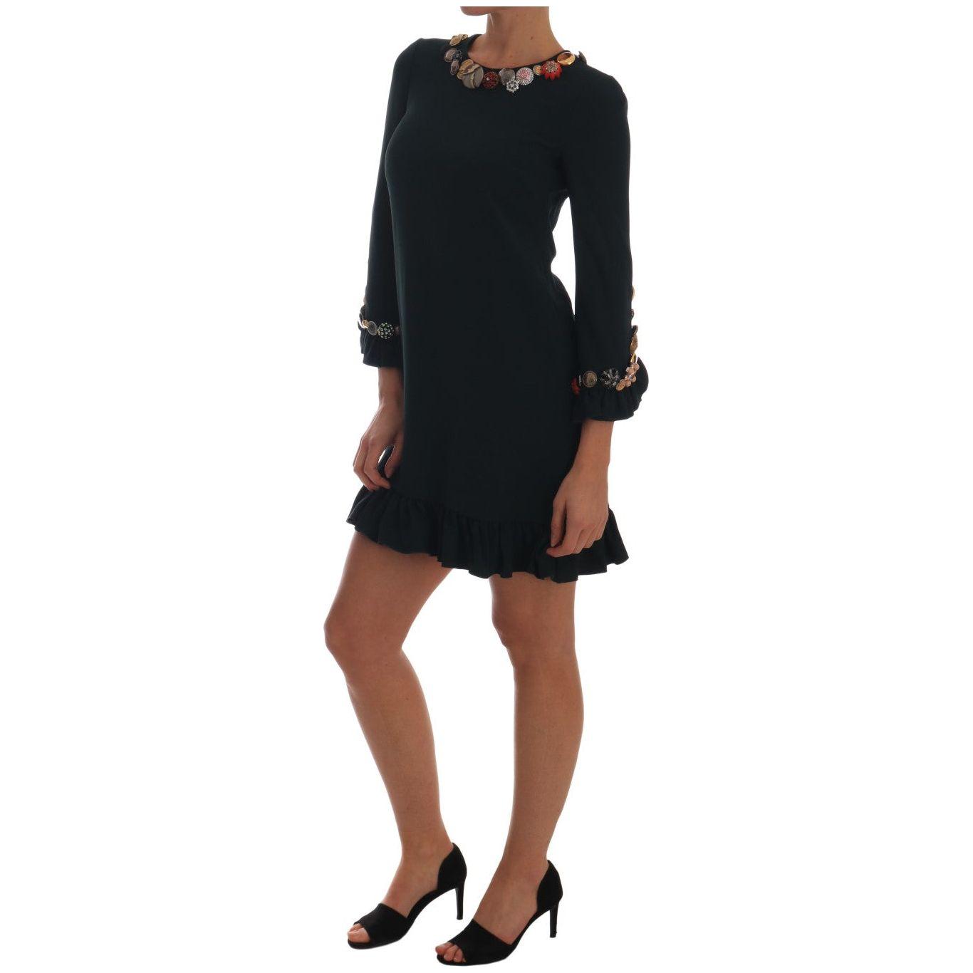 Dolce & Gabbana Crystal Green Stretch A-Line Short Dress