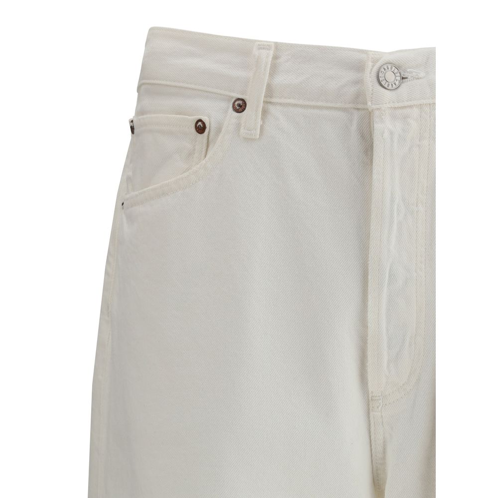 Agolde White Cotton Relaxed Fit Jeans