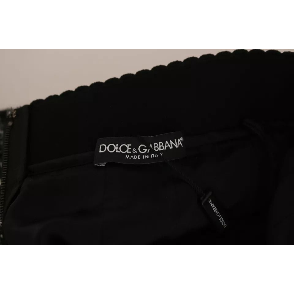 Dolce & Gabbana Black Check Flounce Detailed Wool Mini Skirt