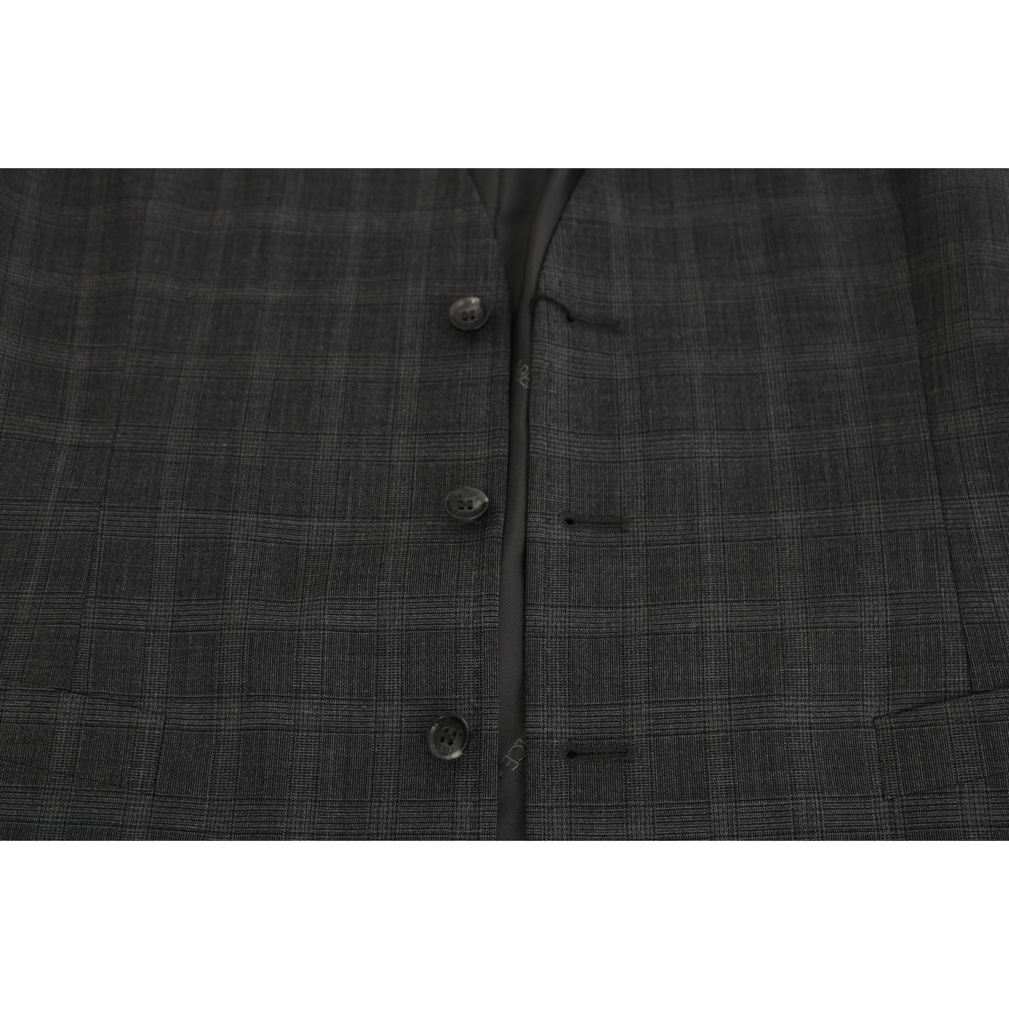 Dolce & Gabbana Gray Wool STAFF Checkered Stretch Vest 1728,3% Elastan,67345645728,Clothing,Dolce & Gabbana,Gray,IT52 | XL,Material: 97% Wool,Men,Men - Clothing,New with tags,Suits & Blazers - Clothing,Vests - Men - Clothing,Waistcoats - Suits & Blazers -