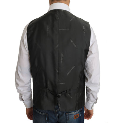 Dolce & Gabbana Gray Wool STAFF Checkered Stretch Vest 1728,3% Elastan,67345645728,Clothing,Dolce & Gabbana,Gray,IT52 | XL,Material: 97% Wool,Men,Men - Clothing,New with tags,Suits & Blazers - Clothing,Vests - Men - Clothing,Waistcoats - Suits & Blazers -