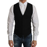Dolce & Gabbana Sleek Black Wool Blend Formal Vest Dolce & Gabbana Gray