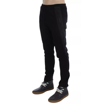 Dolce & Gabbana Black Gray Wool Casual Trousers Stripe Pants