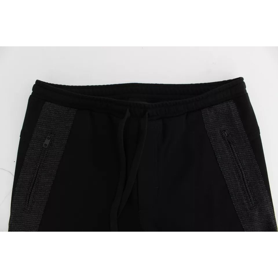 Dolce & Gabbana Black Gray Wool Casual Trousers Stripe Pants