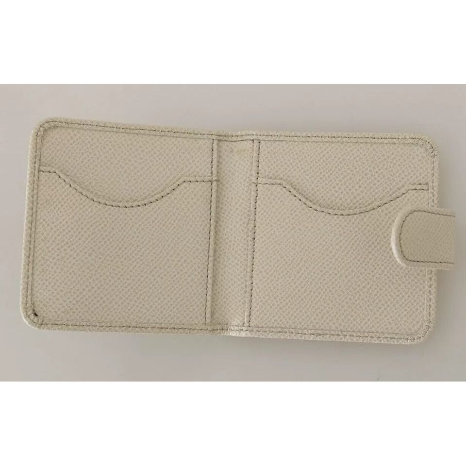 Dolce & Gabbana White Dauphine Leather Condom Case Holder Pocket Wallet VAS15184