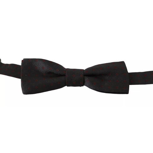 Dolce & Gabbana Gray Dotted Silk Adjustable Neck Bow Tie