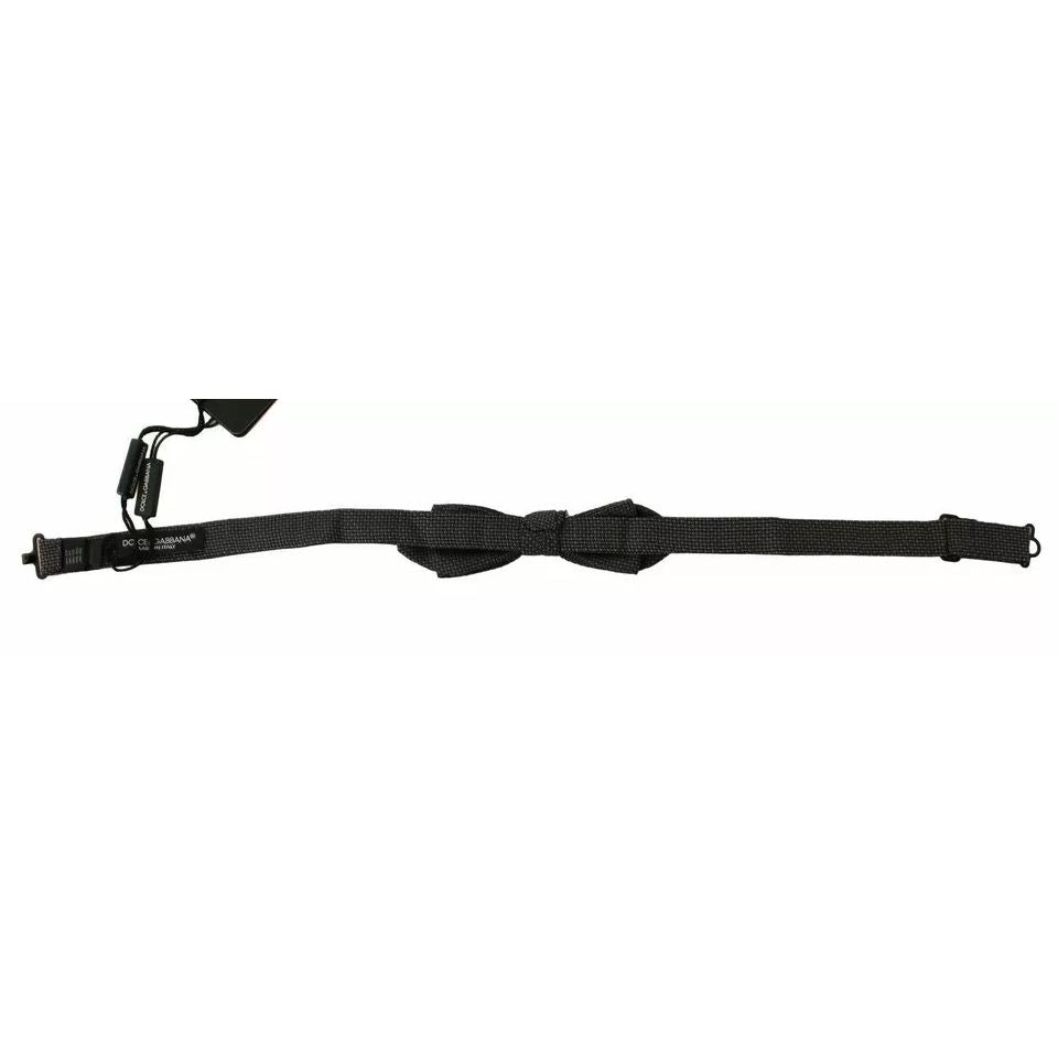 Dolce & Gabbana Gray Pattern Silk Adjustable Neck Bow Tie