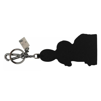 Dolce & Gabbana Silver Leather Dominico Stefano #DGFAMILY Logo Badge Keychain