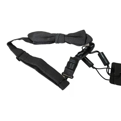 Dolce & Gabbana Gray Silk Patterned Mens Necktie Bow Tie