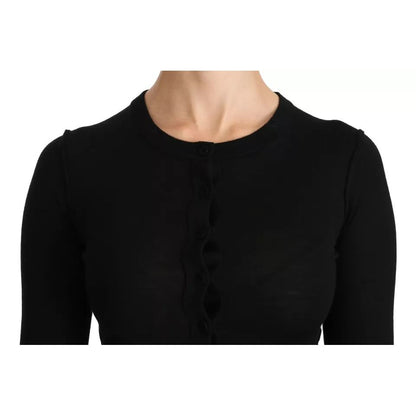 Dolce & Gabbana Black Virgin Wool Long Sleeve Top Blouse Top