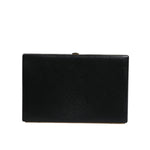 Dolce & Gabbana Black Leather Gold Frame Clutch Evening Party Purse Bag BAG4036
