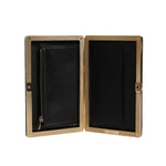 Dolce & Gabbana Black Leather Gold Frame Clutch Evening Party Purse Bag BAG4036