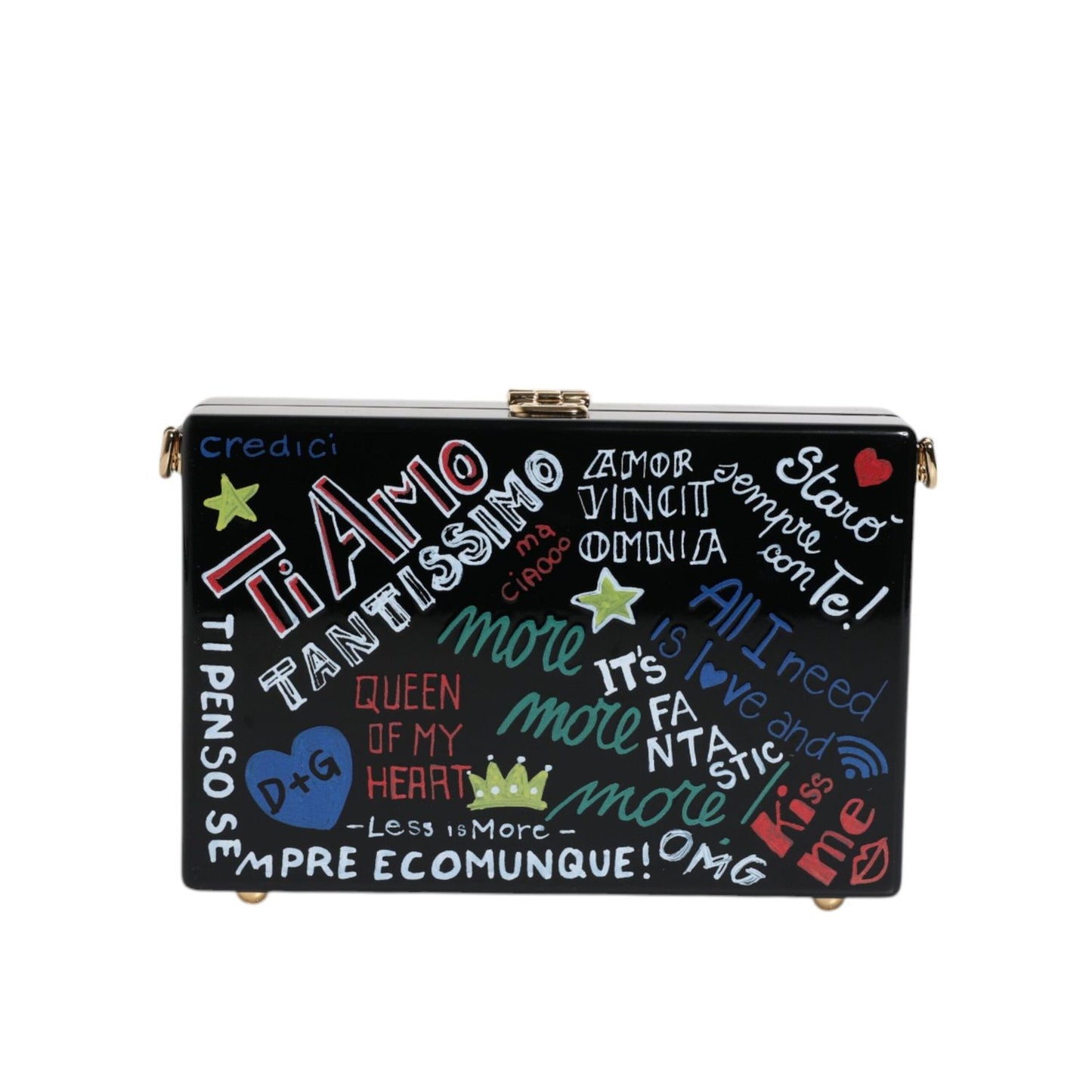 Dolce & Gabbana Black Graffiti Print Clutch Crossbody Bag BAG4042