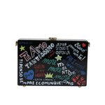 Dolce & Gabbana Black Graffiti Print Clutch Crossbody Bag BAG4042