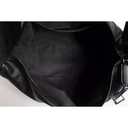 Dolce & Gabbana Black Leather Logo Plaque Shoulder Bag