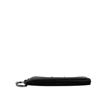 Dolce & Gabbana Black Nylon Logo Plaque Keyring Pouch Clutch Bag