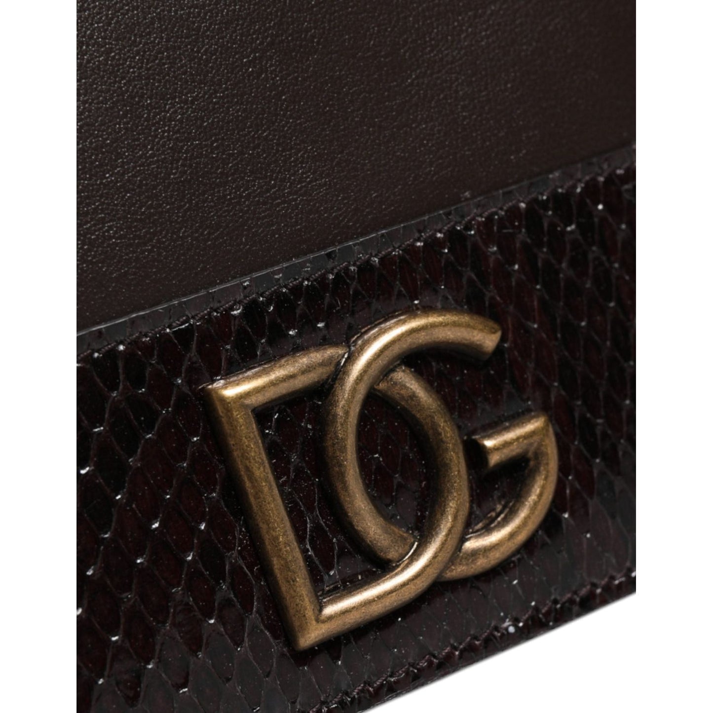 Dolce & Gabbana Brown Leather Bifold DG Logo Cardholder Sling Strap Wallet BAG4194