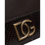 Dolce & Gabbana Brown Leather Bifold DG Logo Cardholder Sling Strap Wallet BAG4194