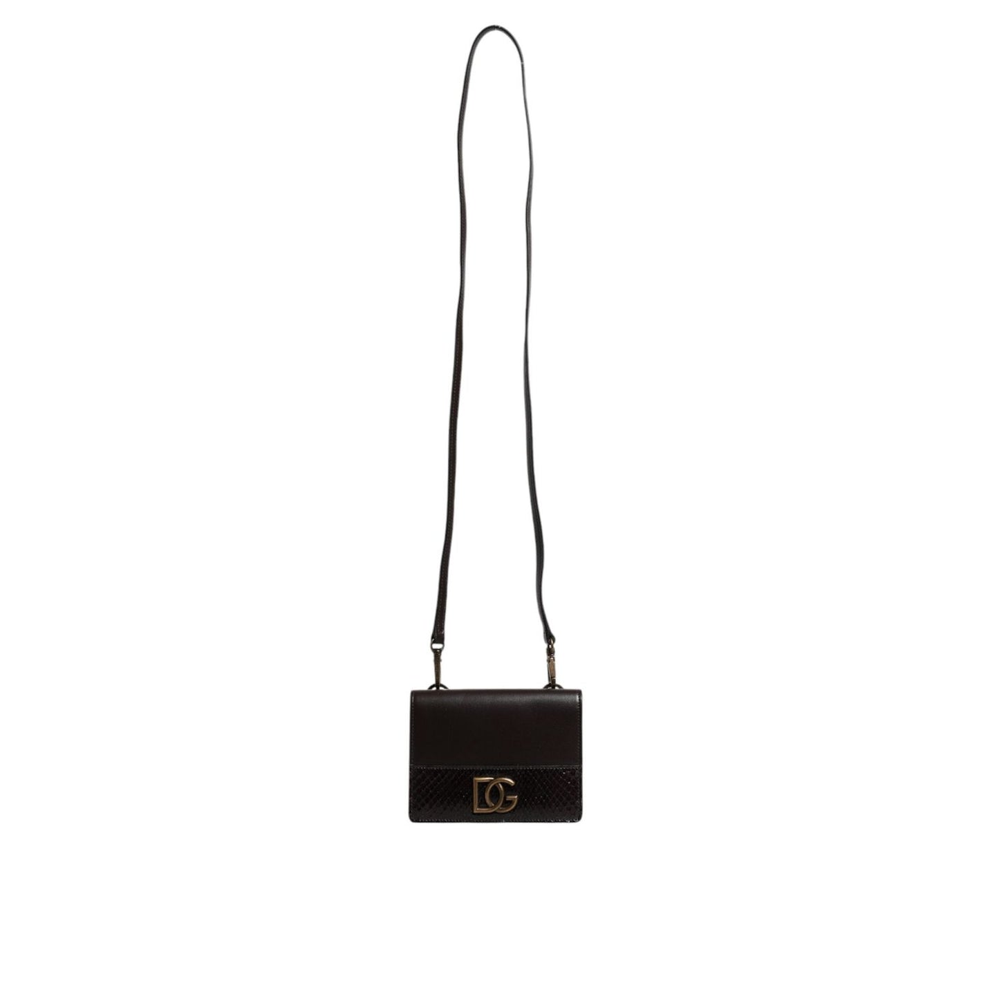 Dolce & Gabbana Brown Leather Bifold DG Logo Cardholder Sling Strap Wallet BAG4194