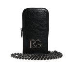 Dolce & Gabbana Black Leather Purse Crossbody Chain Sling Phone Bag BAG4203
