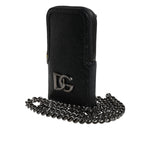 Dolce & Gabbana Black Leather Purse Crossbody Chain Sling Phone Bag BAG4203