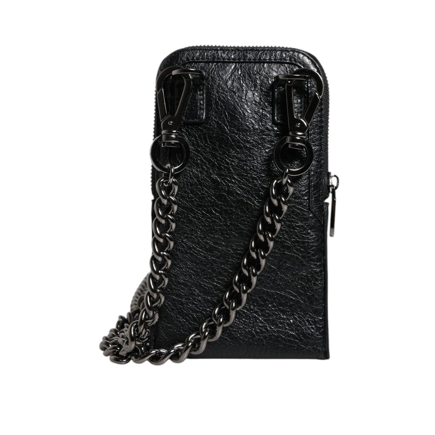 Dolce & Gabbana Black Leather Purse Crossbody Chain Sling Phone Bag BAG4203