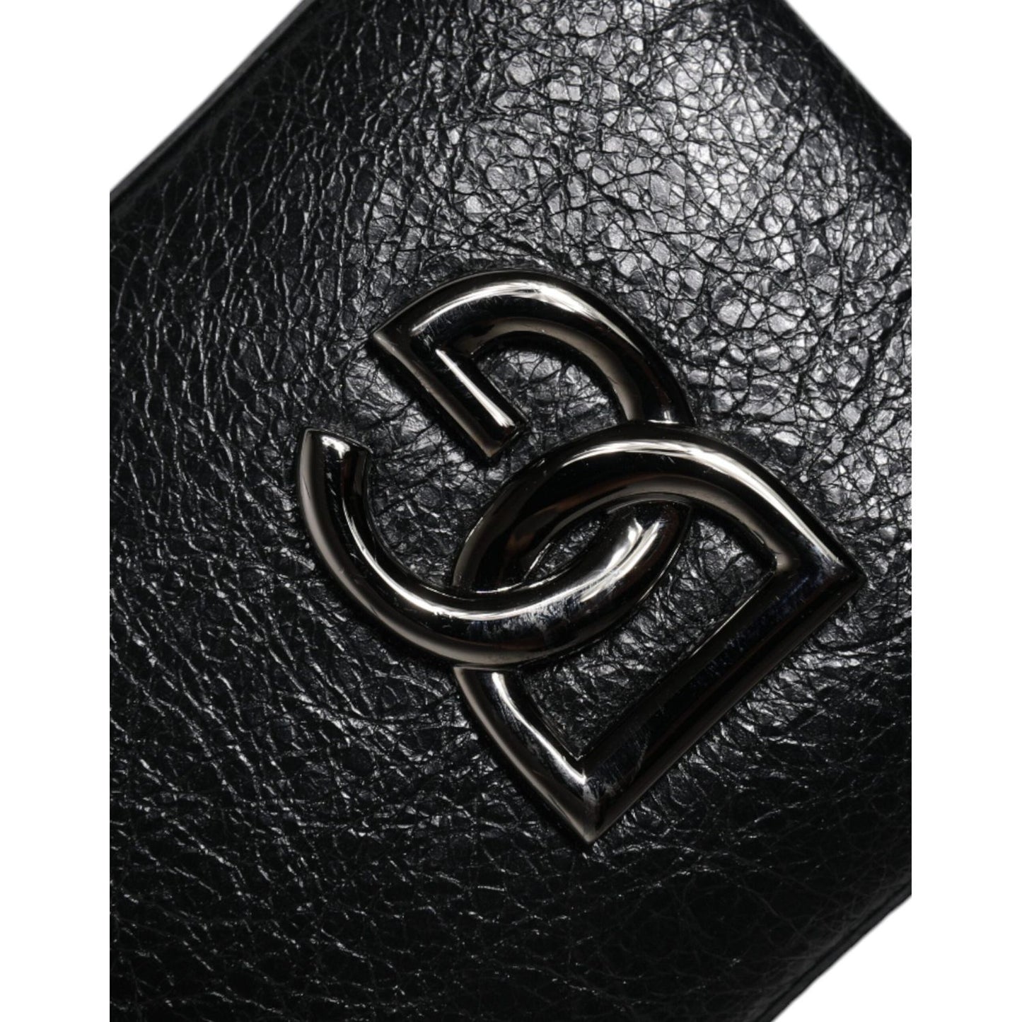 Dolce & Gabbana Black Leather Purse Crossbody Chain Sling Phone Bag BAG4203