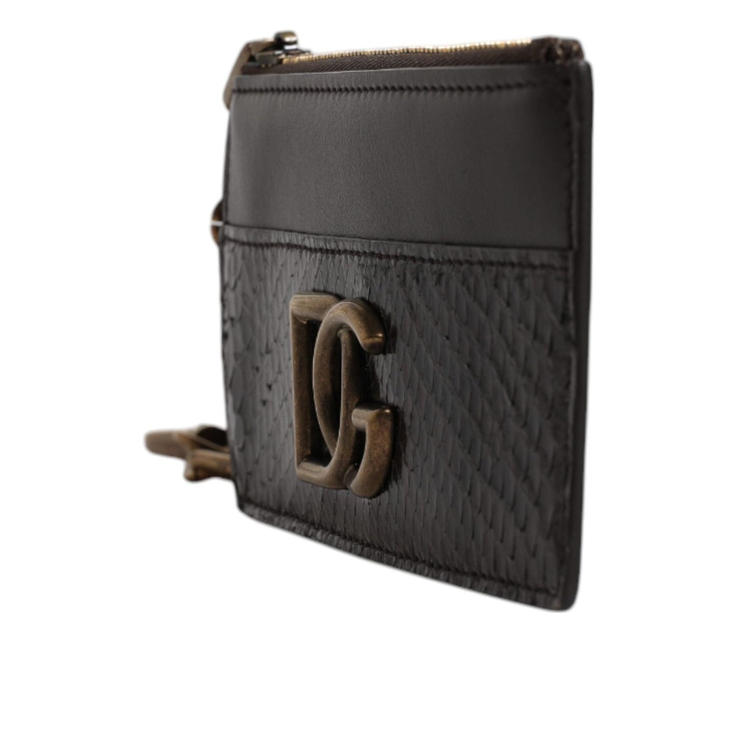 Dolce & Gabbana Brown Exotic Leather DG Logo Card Holder Wallet BAG4235