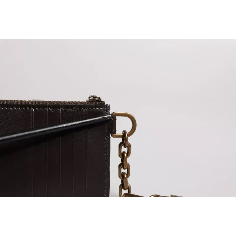 Dolce & Gabbana Brown Exotic Leather DG Logo Card Holder Wallet BAG4235
