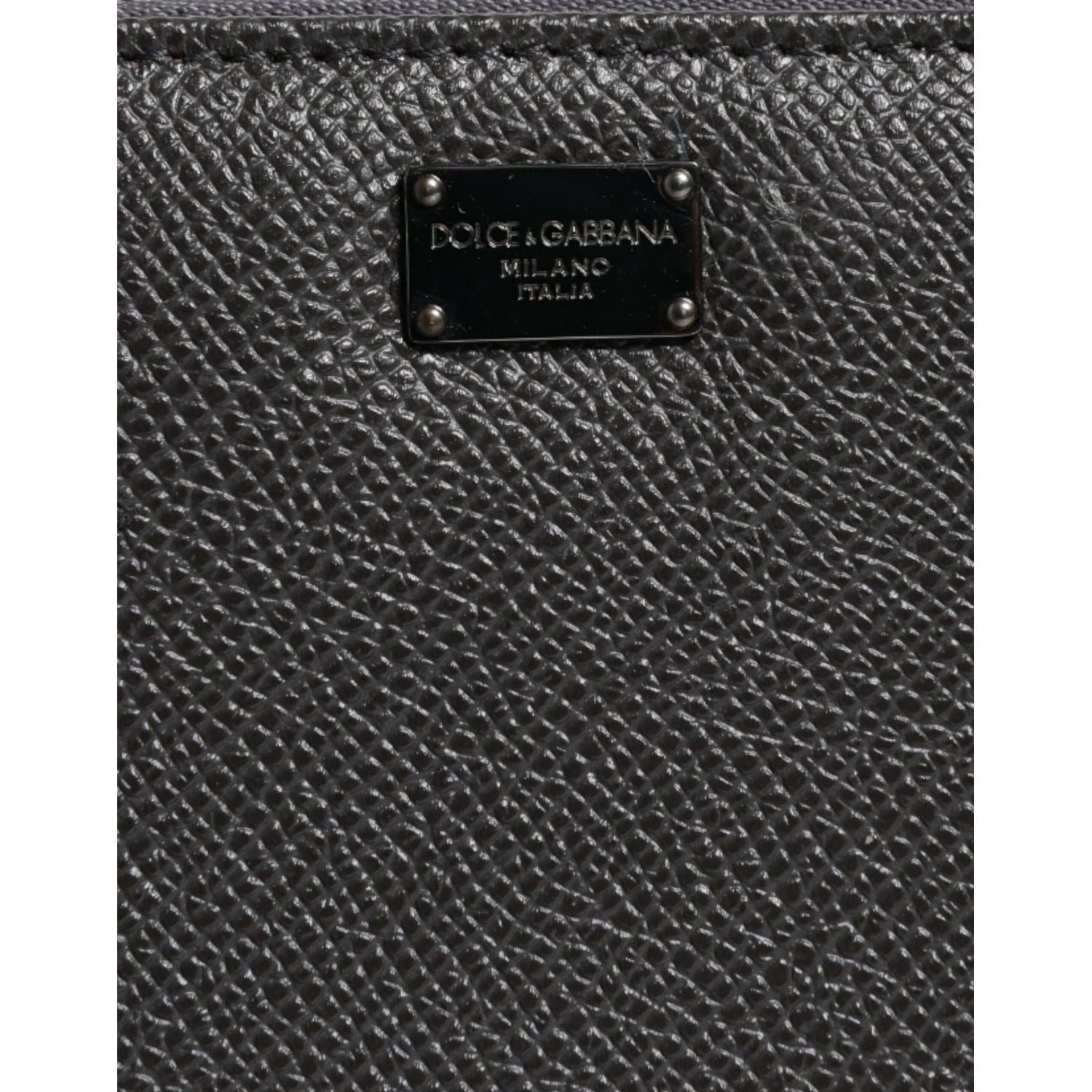 Dolce & Gabbana Dark Gray Leather DG Logo Zip Around Continental Wallet