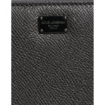 Dolce & Gabbana Dark Gray Leather DG Logo Zip Around Continental Wallet BAG4259