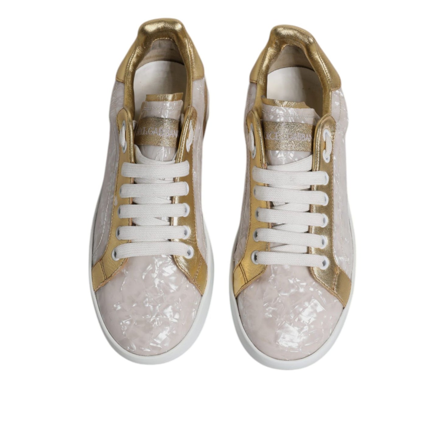 Dolce & Gabbana White Portofino Mother Of Pearl Sneakers Casual Shoes