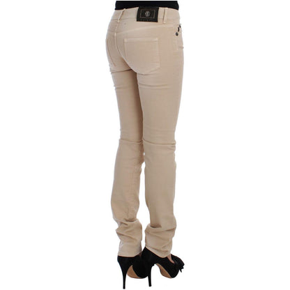 Cavalli Beige Wash Slim Fit Cotton Stretch Jeans Jeans & Pants