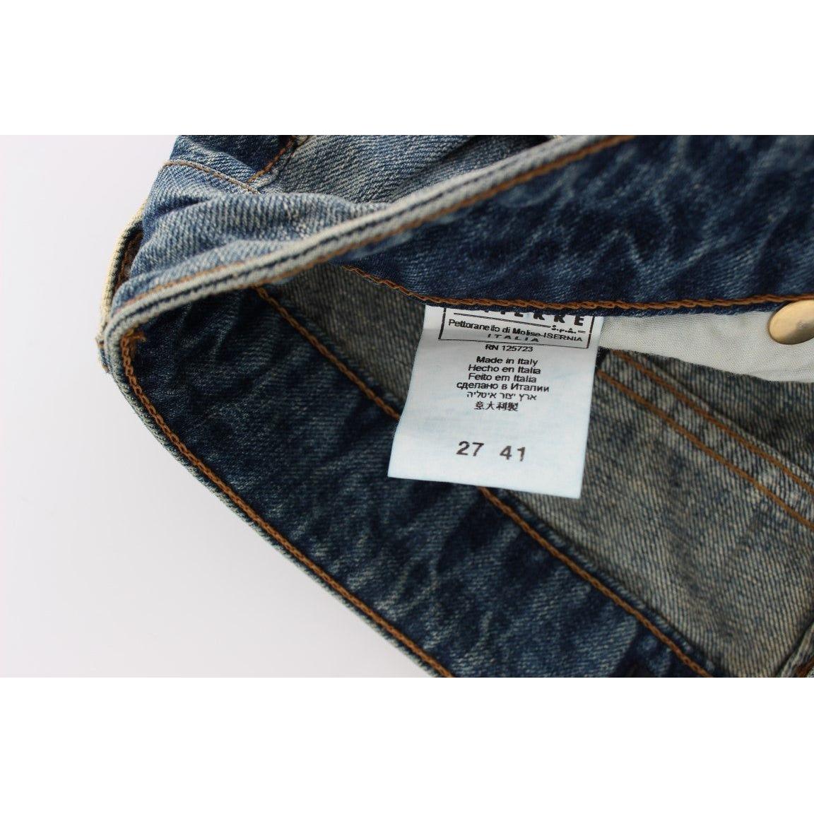 Cavalli Blue Cotton Low Waist Jeans Jeans & Pants