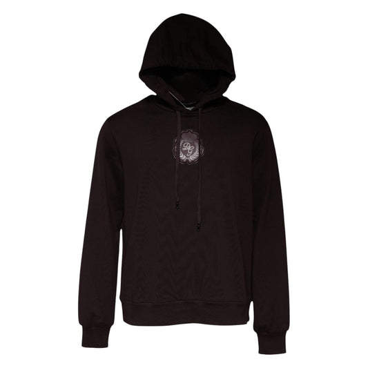 Dolce & Gabbana Brown Cotton Hooded Men Sweatshirt Sweater