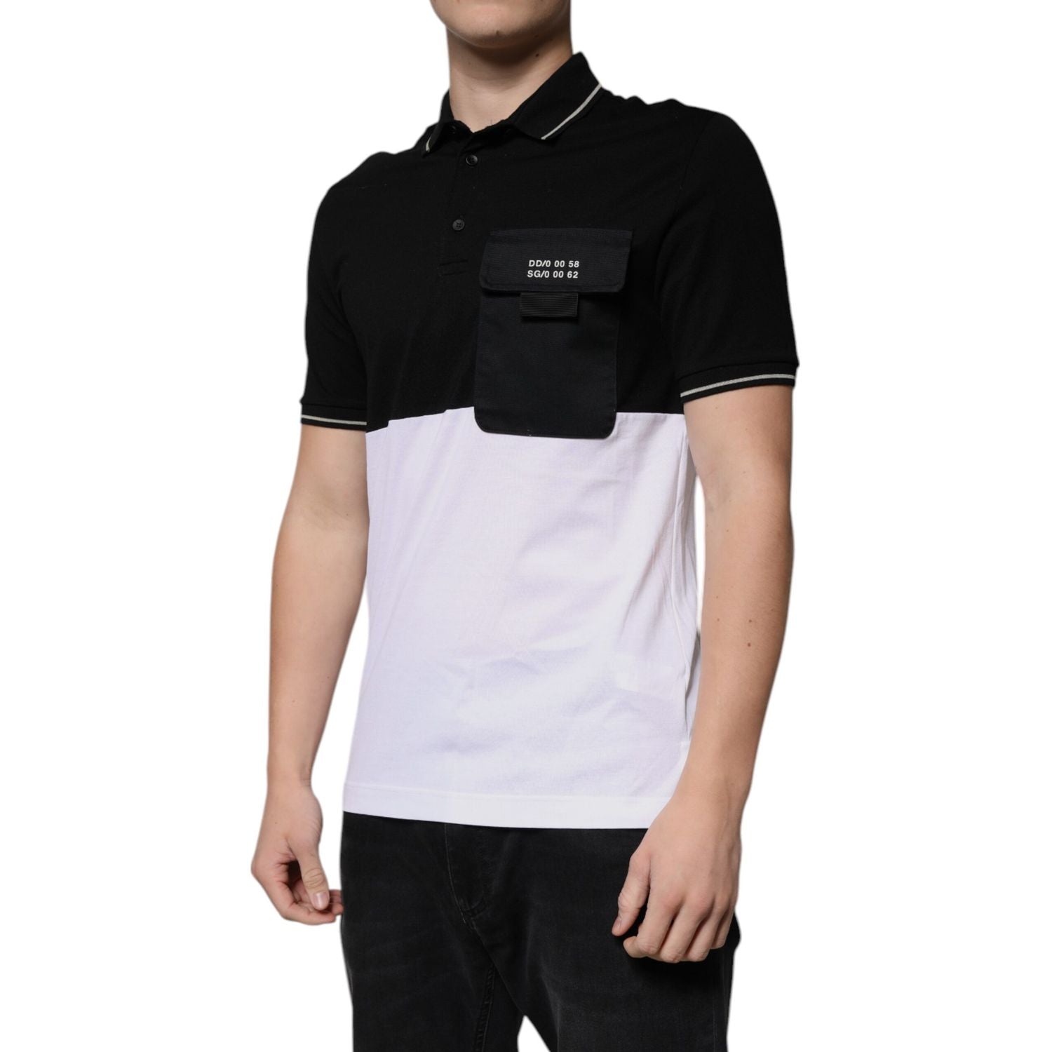 Dolce & Gabbana Black White Cotton Short Sleeves Polo T-shirt