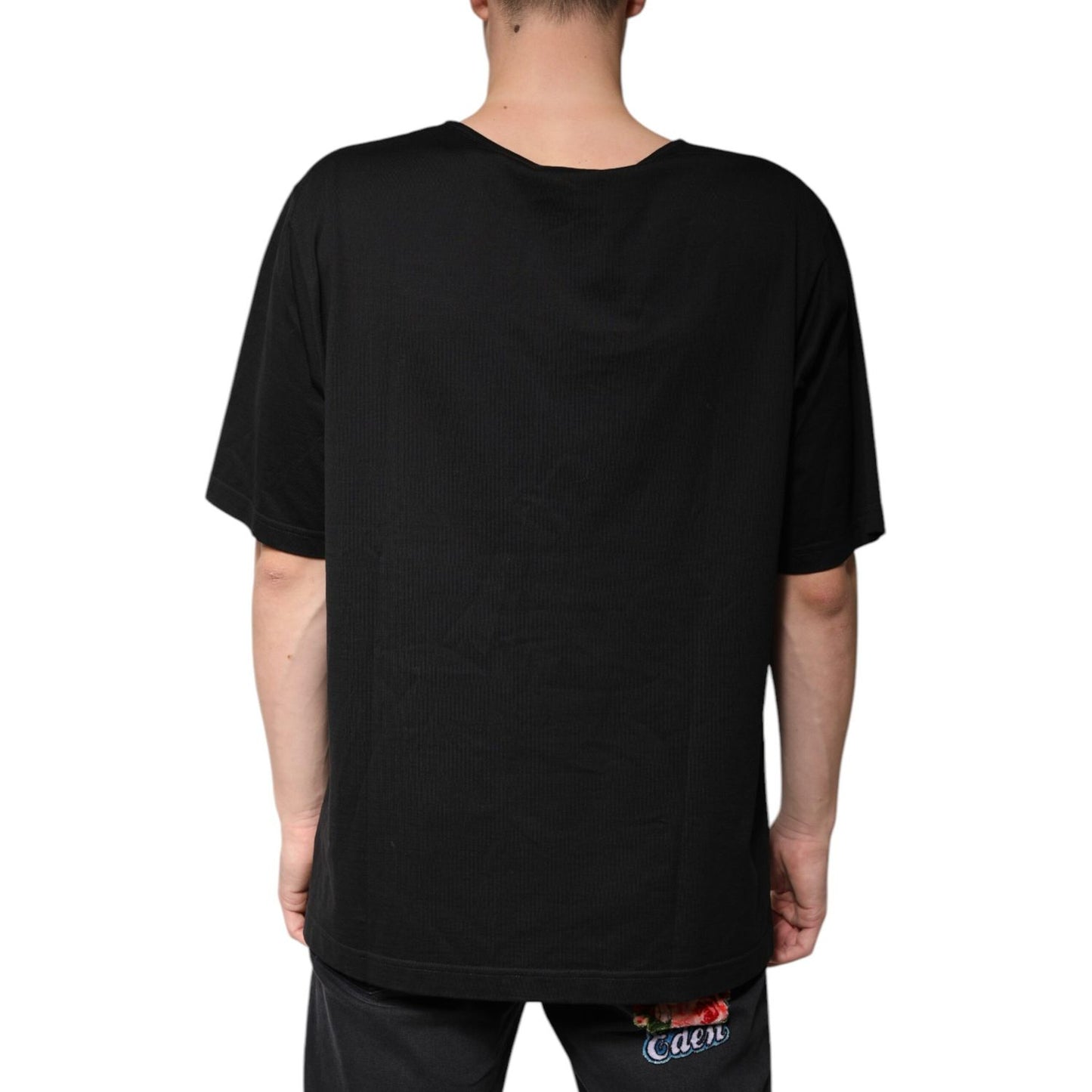 Dolce & Gabbana Black Cotton V-neck Short Sleeves T-shirt