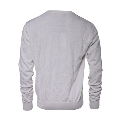 Dolce & Gabbana White Silk Crew Neck Men Pullover Sweater