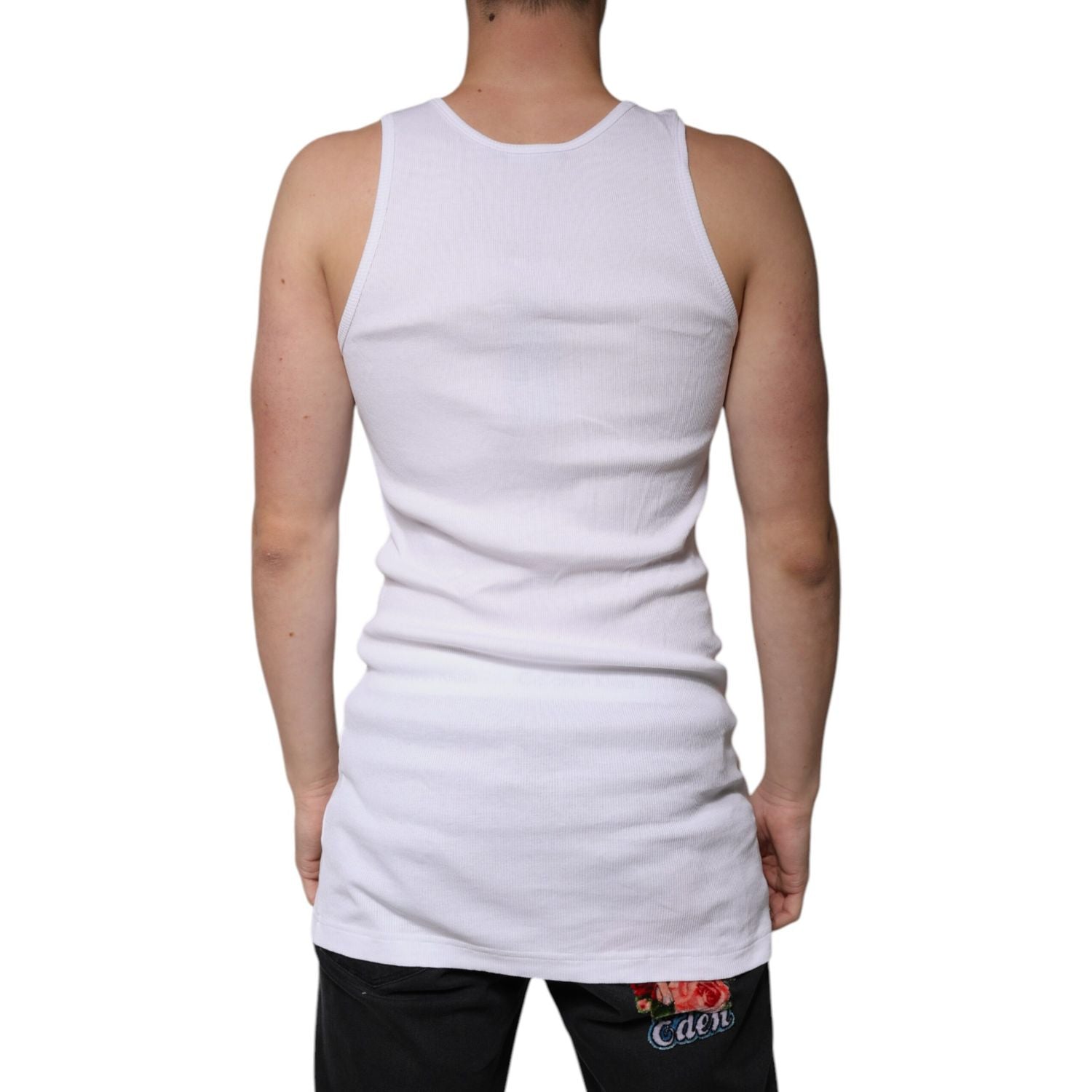 Dolce & Gabbana White Cotton Sleeveless Round Neck Tank T-shirt