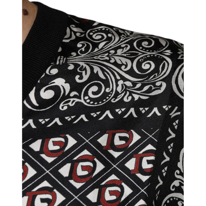 Dolce & Gabbana Black Logo Wool V-neck Pullover Sweater