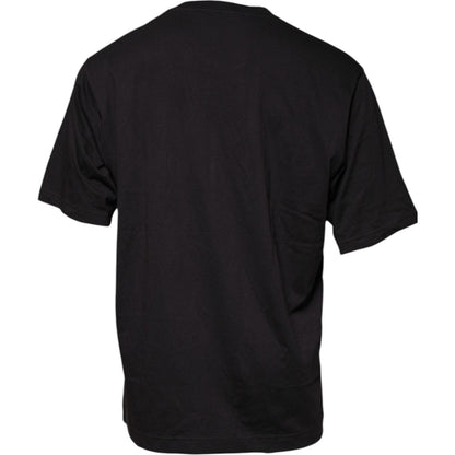 Dolce & Gabbana Black Logo Print Cotton Crew Neck T-shirt