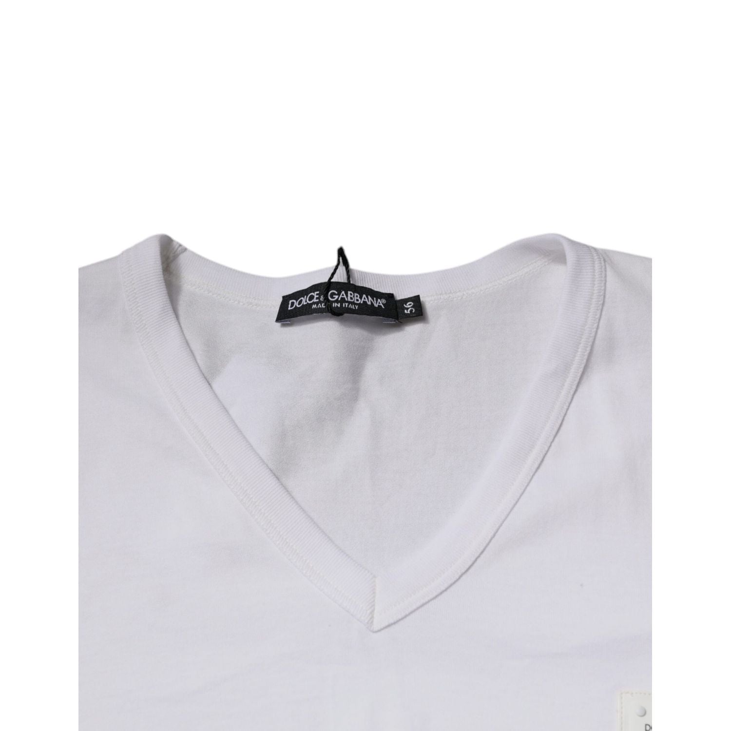 Dolce & Gabbana White Logo V-neck Short Sleeve T-shirt